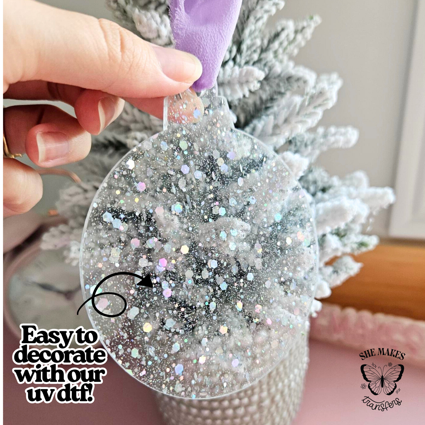 Glitter Round Ornament Blank