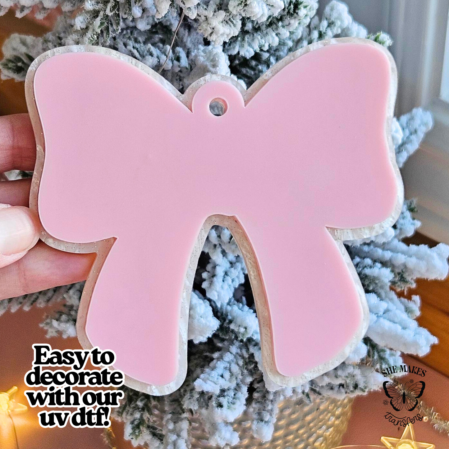 Pink Bow Ornament Blank