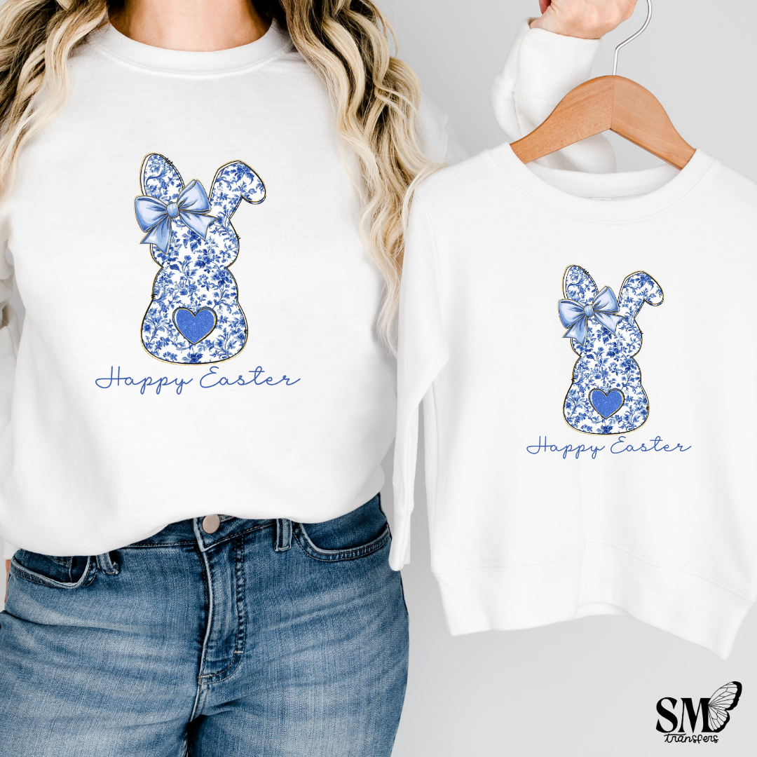 Blue Floral Easter Bunny