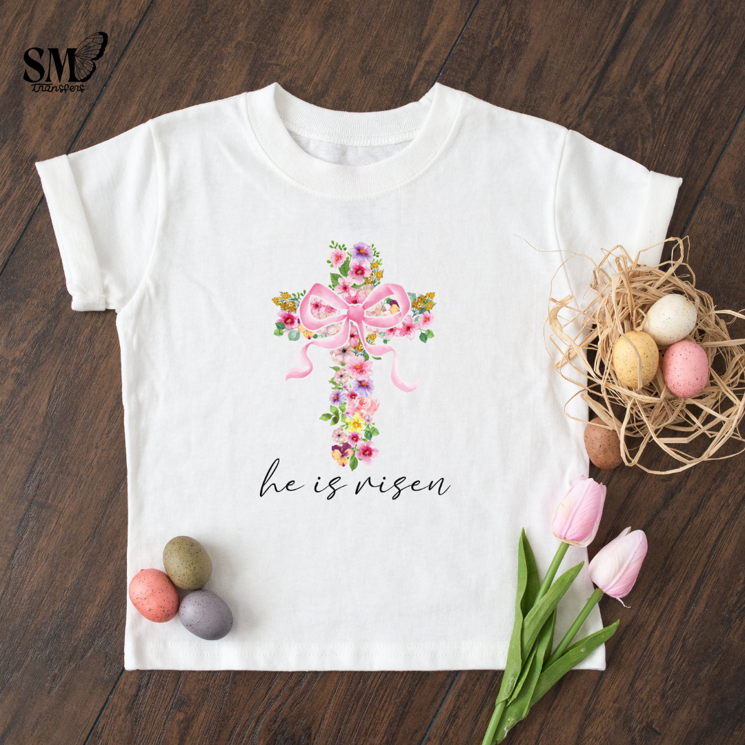 He Is Risen Floral Cross