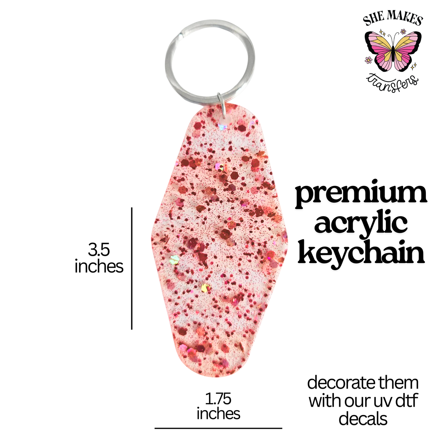 Pink Glitter - Key Chain Blank