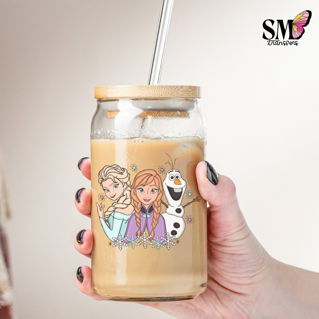 Princess and snowman characters cup decal