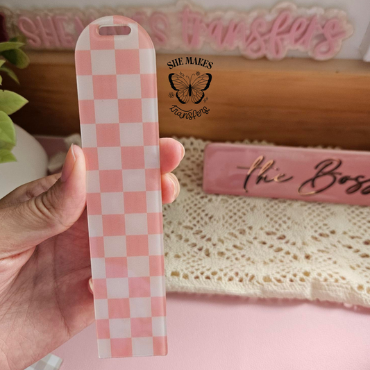 Pink Checkered - Bookmark Blank