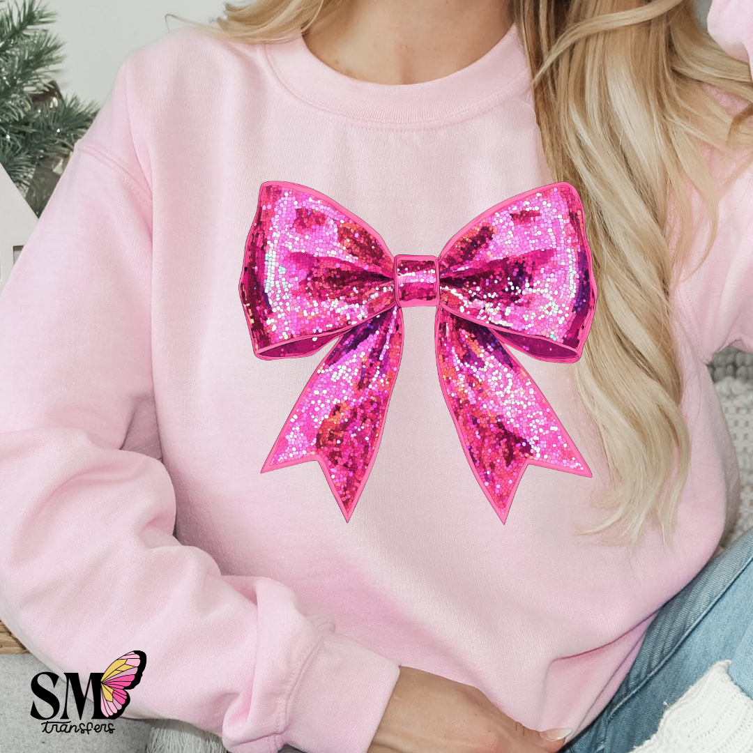 Pink Faux Sequin Bow