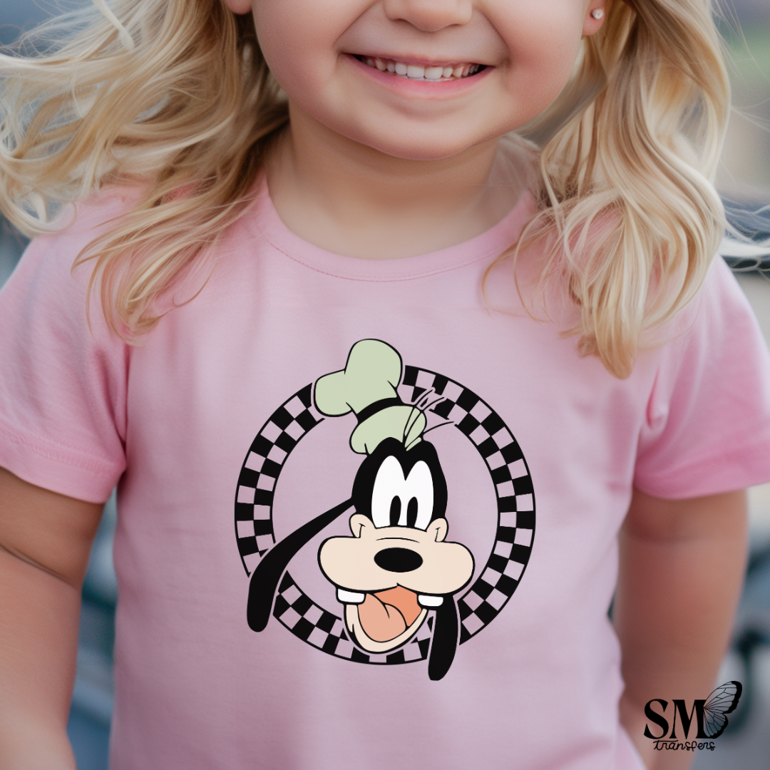 Checkered Cartoon- Dog Green Hat
