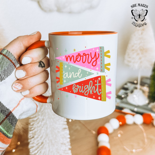 Merry And Bright Flags - Cup Decal