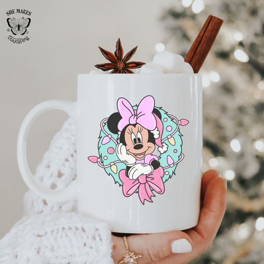 Pink Wreath Cutie - cup decal
