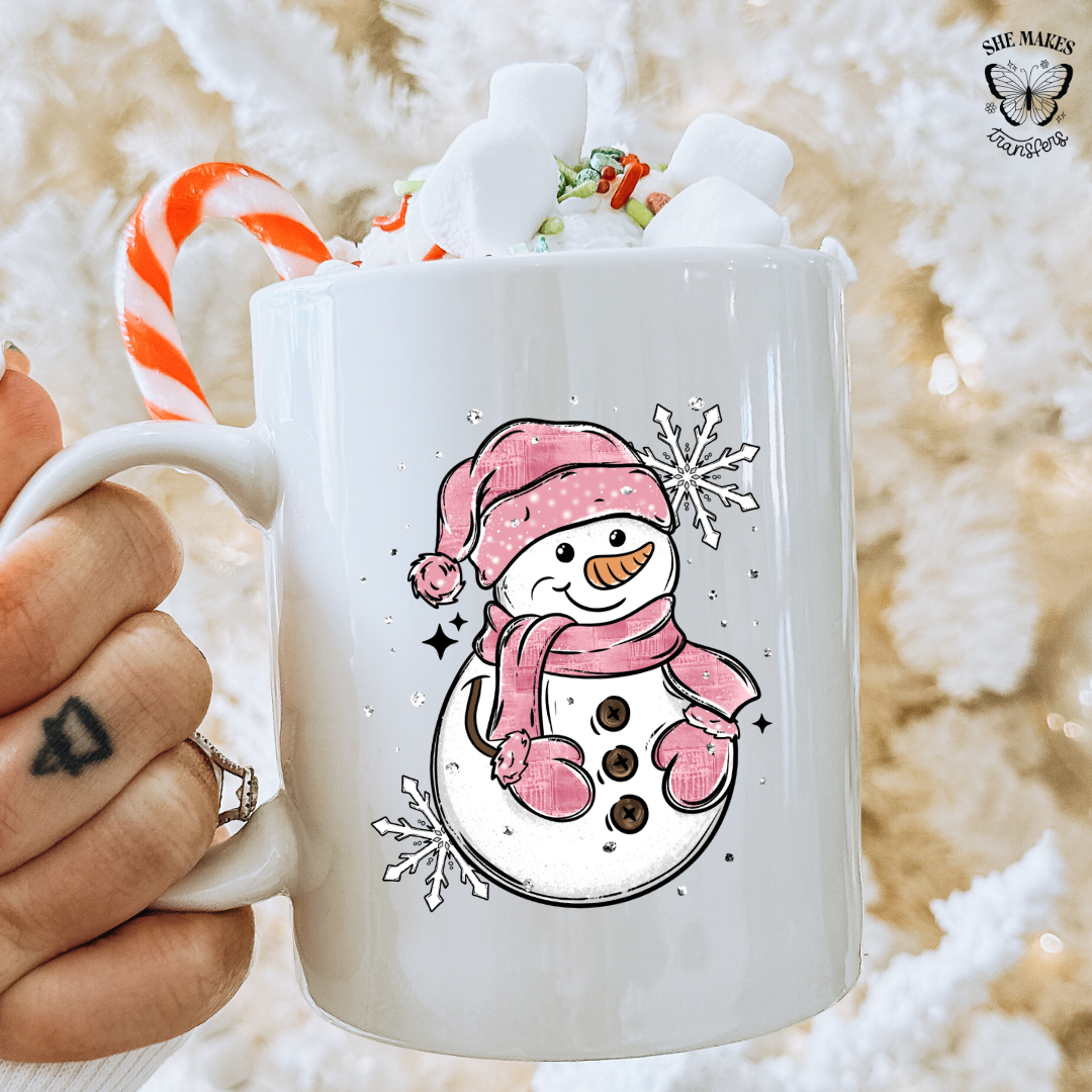 Pink Snowman -  cup decal