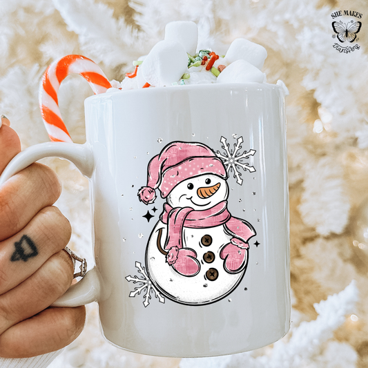 Pink Snowman -  cup decal