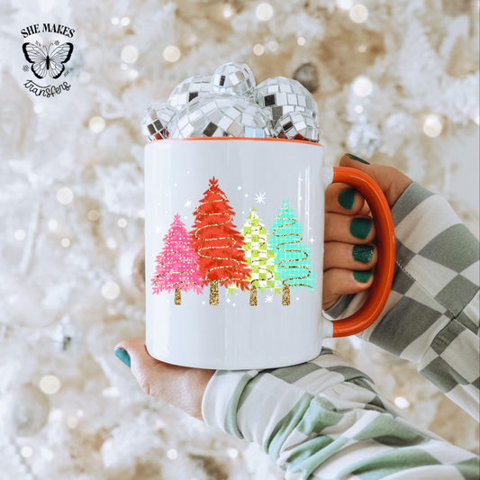 Colorful Christmas Trees - Cup Decal
