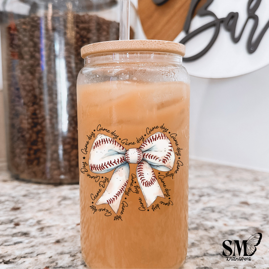 coquette baseball game day-uv cup decal