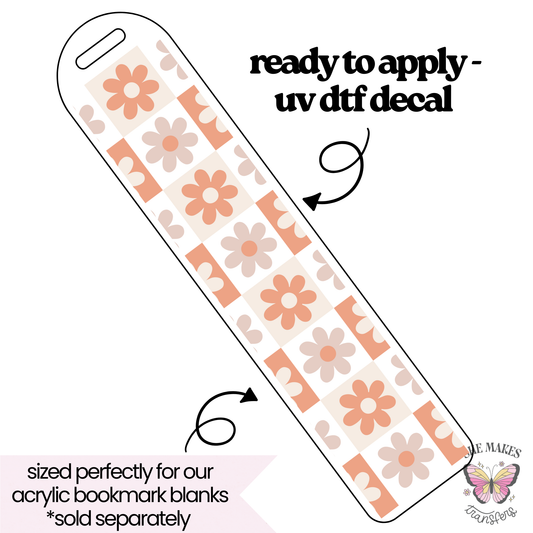 Checkered Flowers - bookmark uv dtf