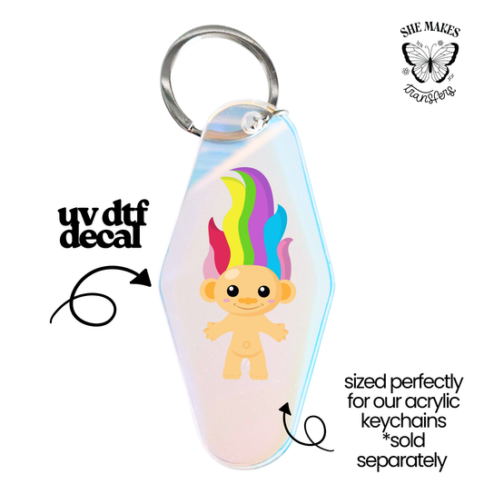 Nostalgic 90s Troll- keychain uv dtf