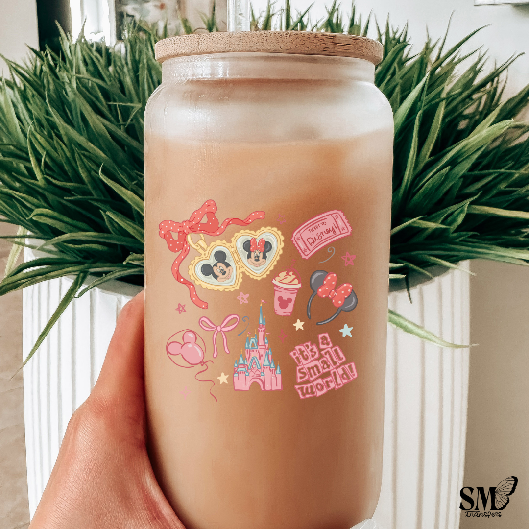 Small World Mouse Ears Red Bows - Cup Decal