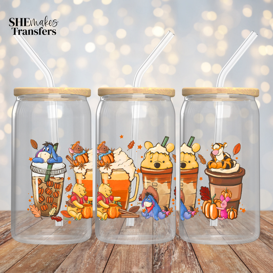 Cute fall bear and friends cup wrap