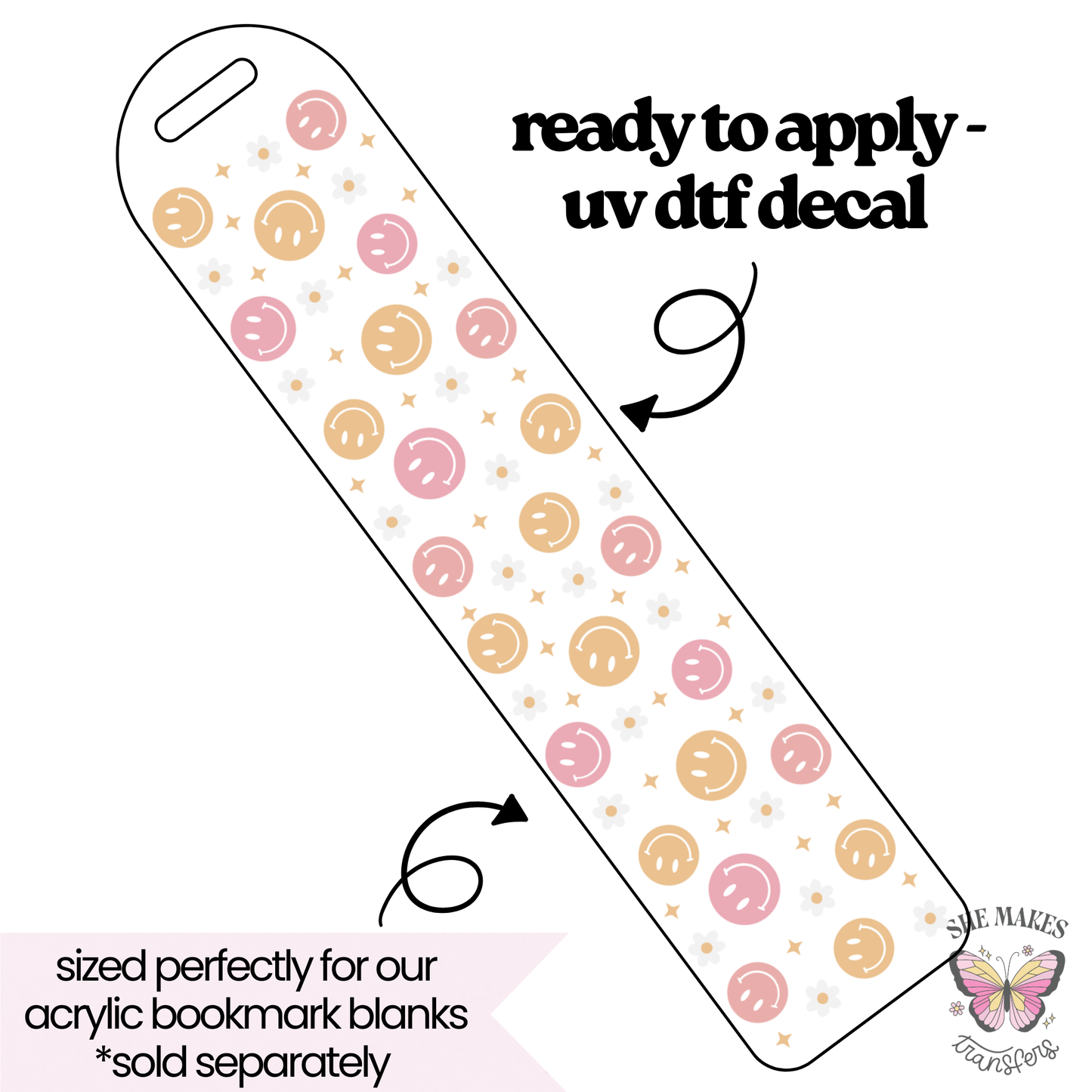 Smiles and Flowers - bookmark uv dtf