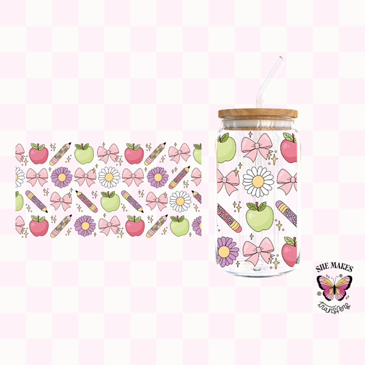 Bows Apples Pencils  - Full Wrap