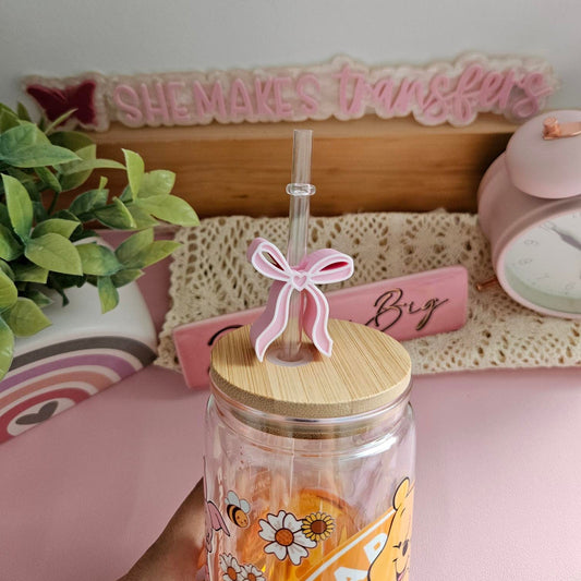 Pink Dainty Bow - 3D Straw Topper