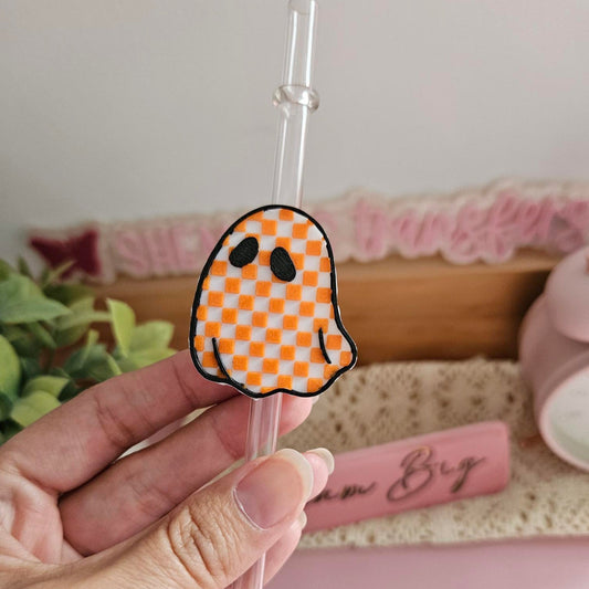 Checkered Ghost - 3D Straw Topper