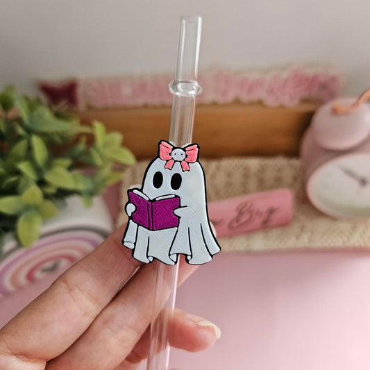 Book Lover Ghost - 3D Straw Topper