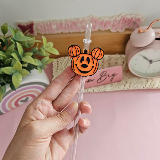 Orange Pumpkin Mouse - 3D Straw Topper