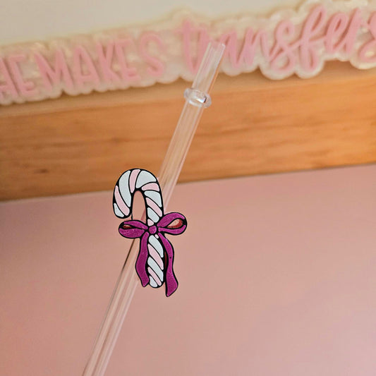 Pink Candy Cane - 3D Straw Topper