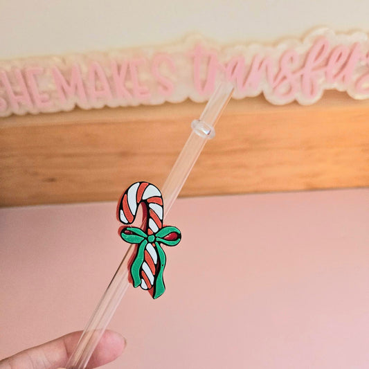 Red Candy Cane - 3D Straw Topper