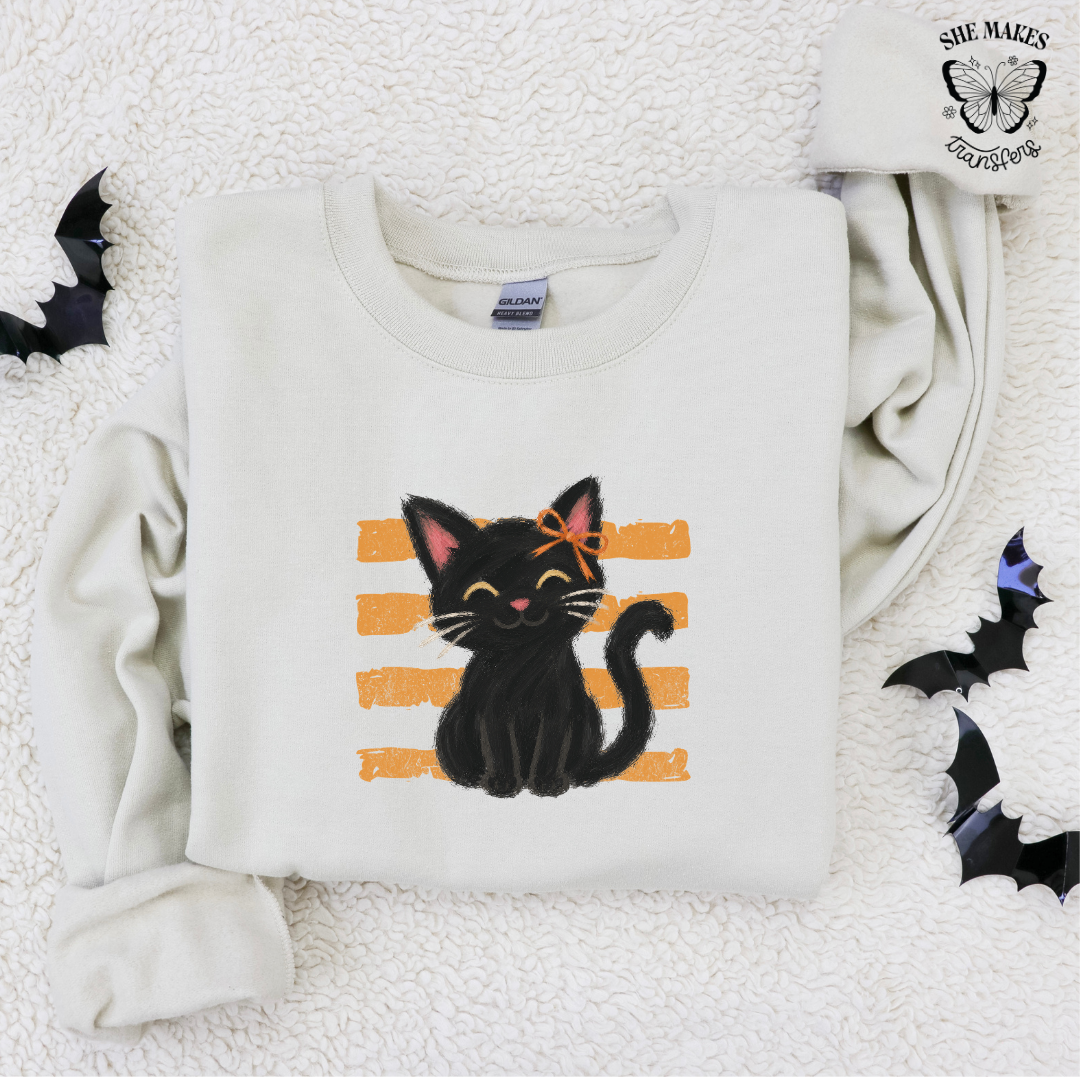 Cute Black Cat with Stripes
