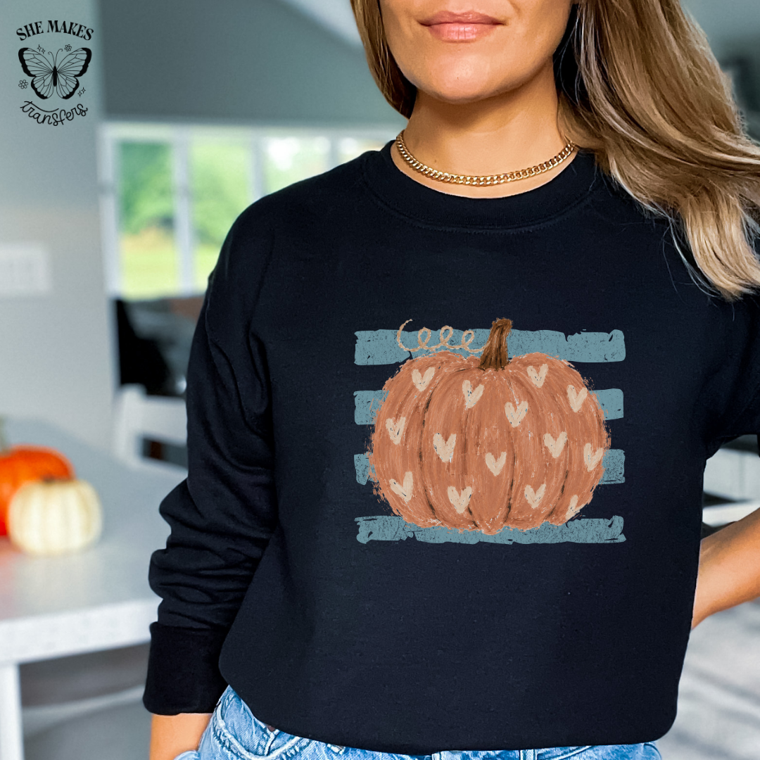 Hearts with Pumpkins and Stripes