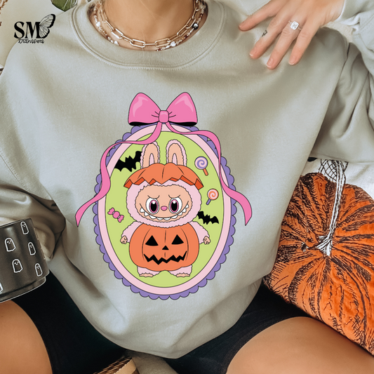 Pumpkin Big Smile Bunny Ears Bow