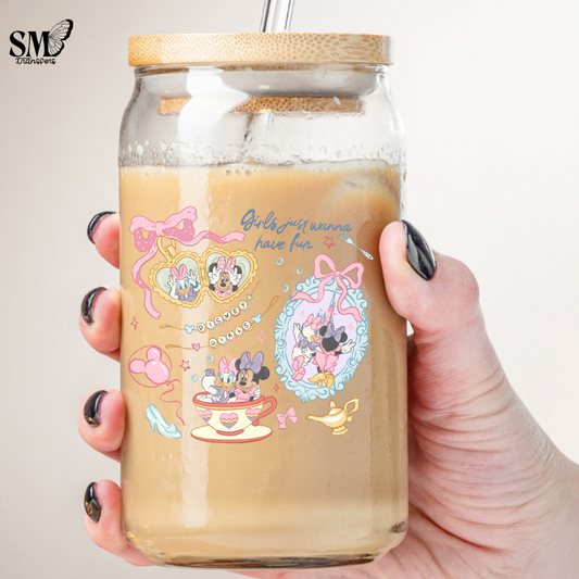 Girl Mouse Ears & Duck Just Wanna Have Fun  - Cup Decal