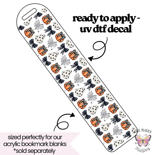 Checkered Pumpkins & Webs - bookmark uv dtf