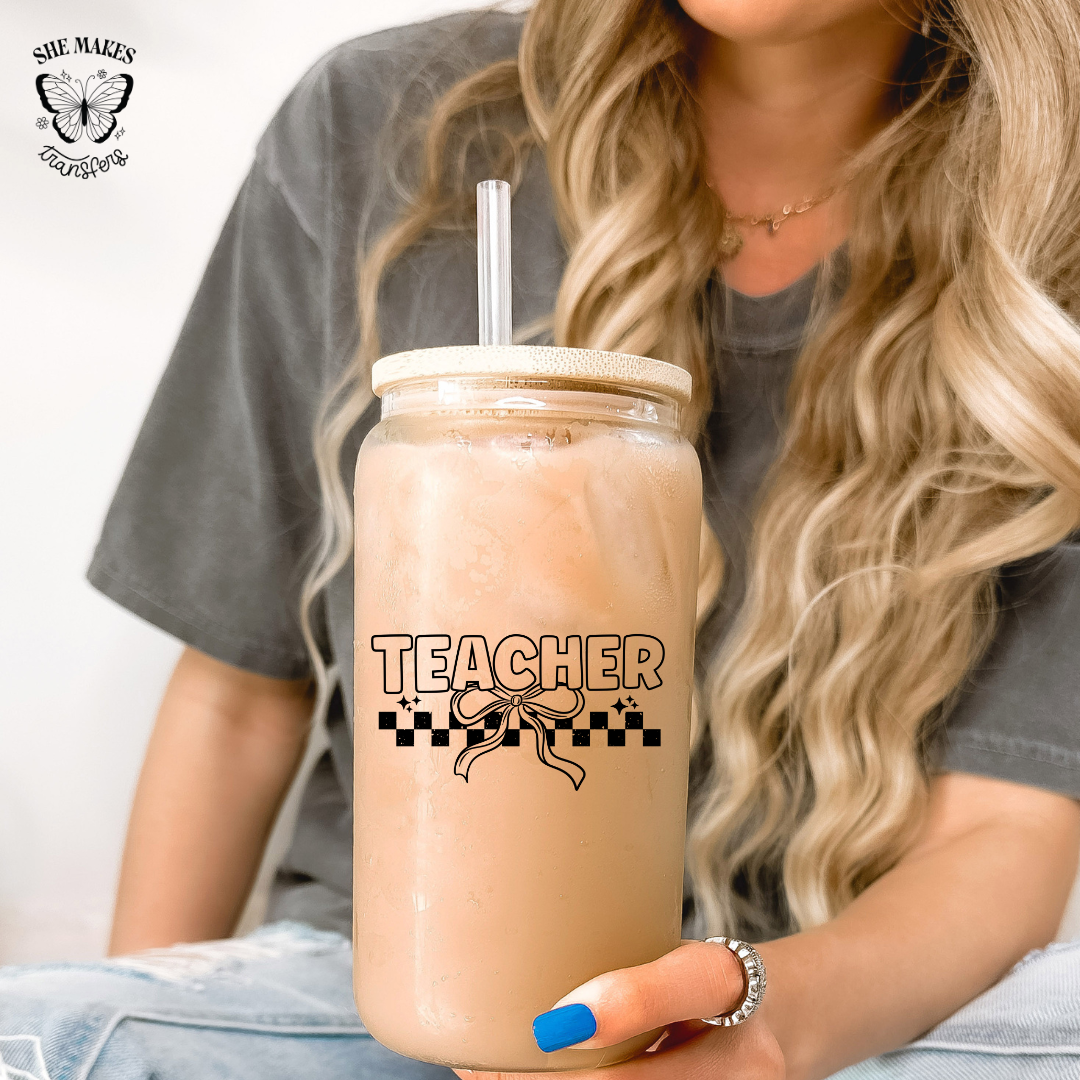 Teacher Bow - Black - cup decal
