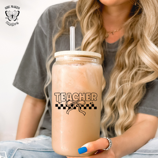 Teacher Bow - Black - cup decal