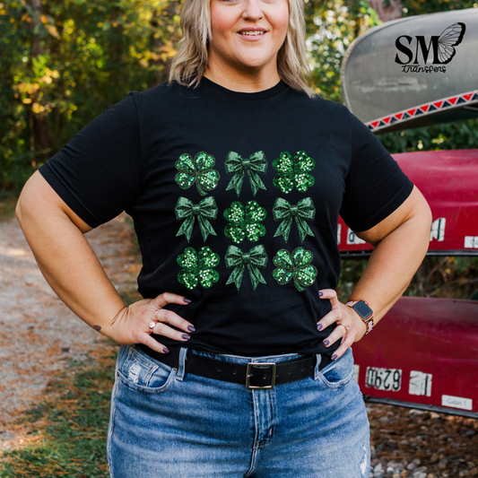 green sequin clover coquette