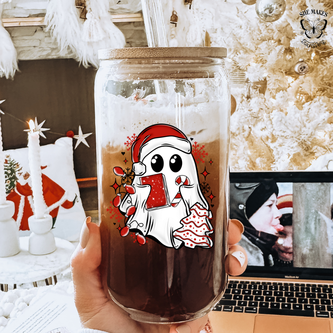 Christmas Ghostie With Book -  cup decal