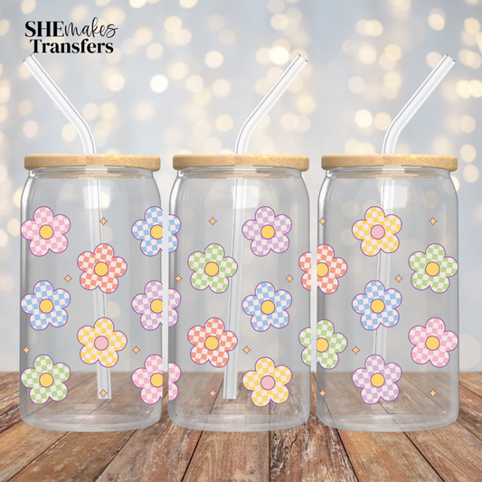 Checkered flowers Cup Wrap