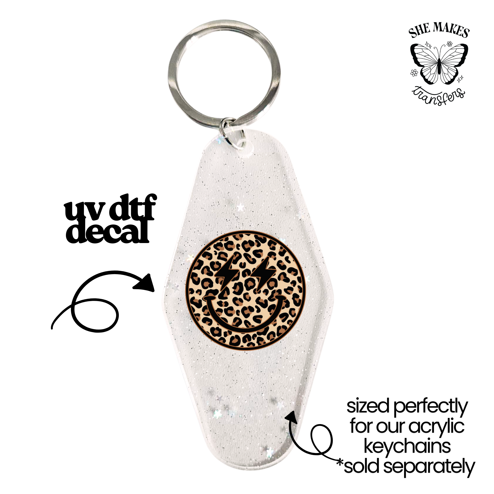 Cheetah Smiley - keychain uv dtf