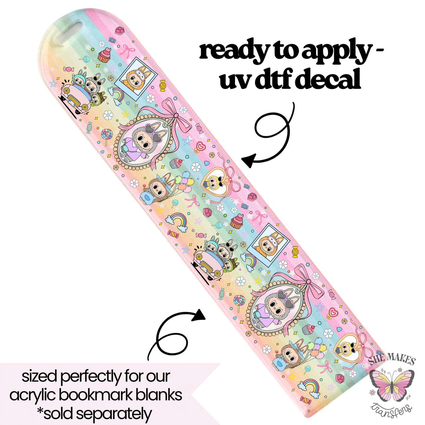 Big Smiles Bunny Ears and Treats - bookmark uv dtf