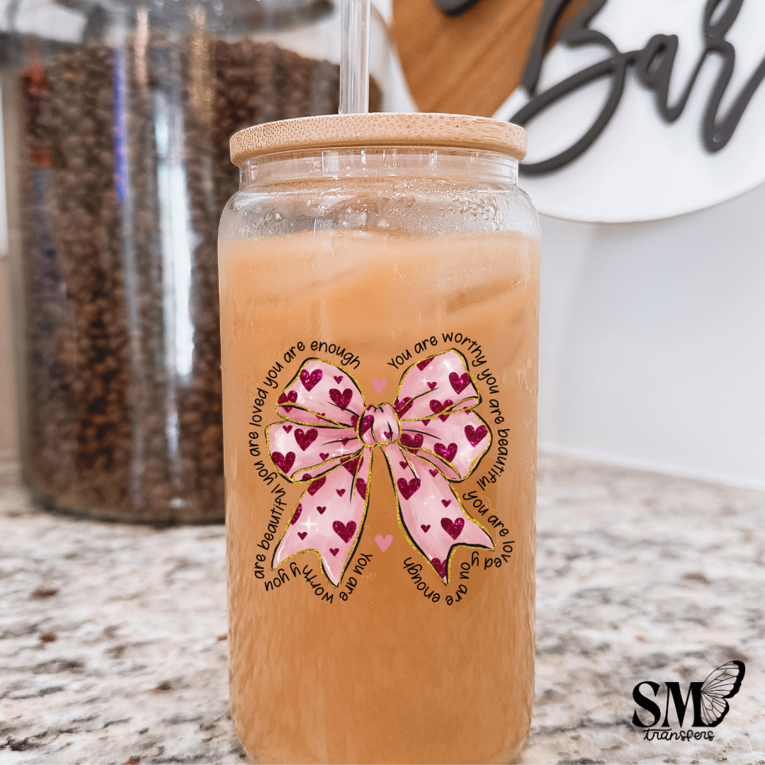 you are worthy pink coquette - uv cup decal