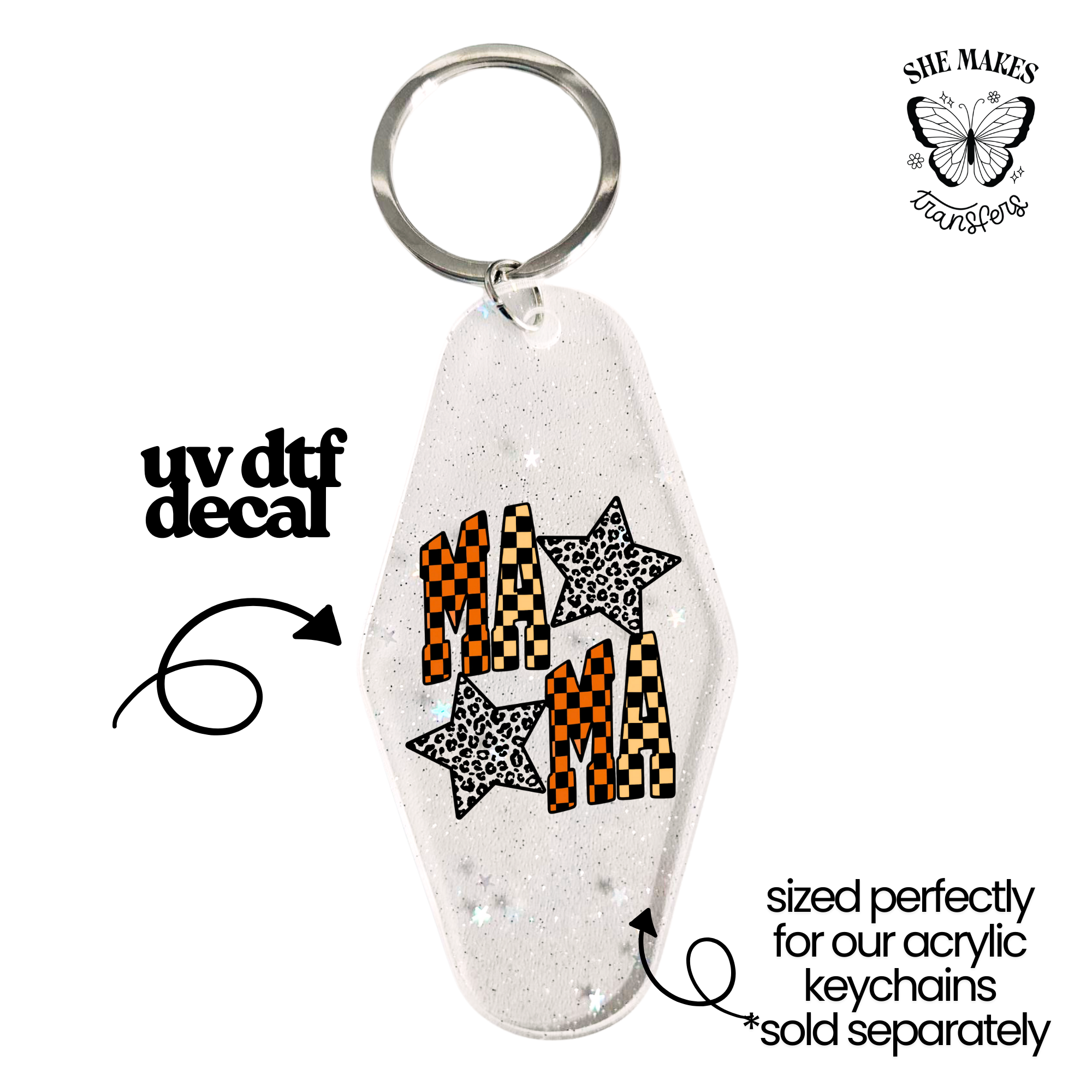 Mama Cheetah Stars - keychain uv dtf
