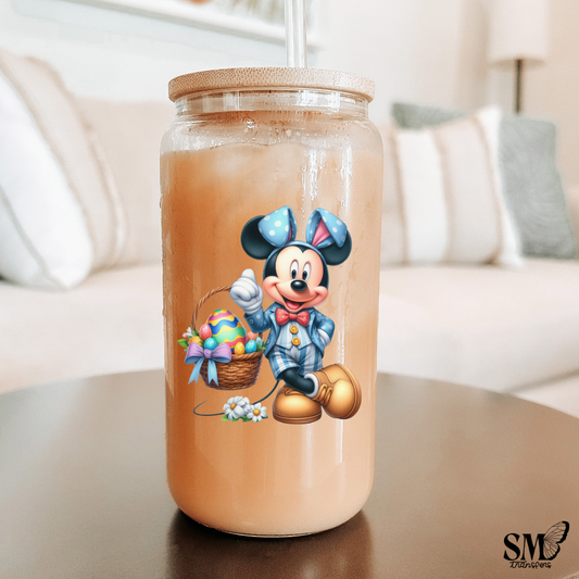 Mouse Wearing Blue Bunny Outfit - cup decal