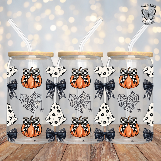 Checkered Pumpkins & Webs - Full Wrap
