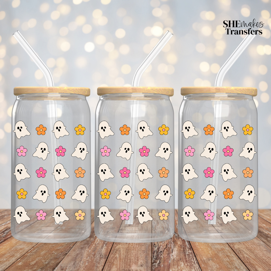 Ghosts and flowers cup wrap