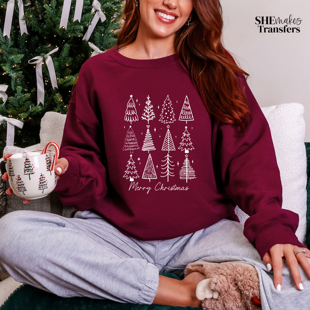 White Merry Christmas Trees