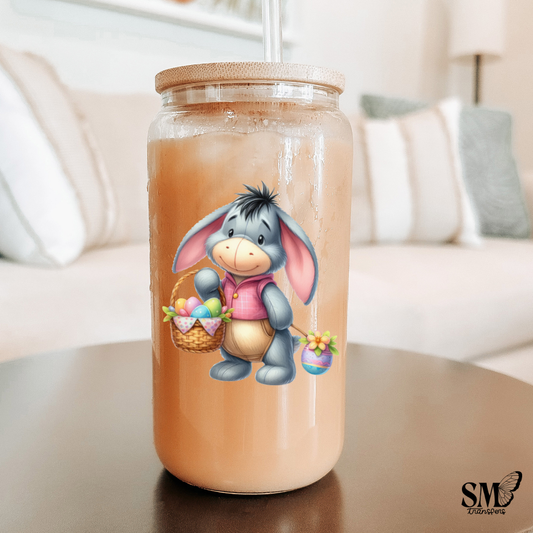 Cartoon Donkey With Easter Eggs- cup decal