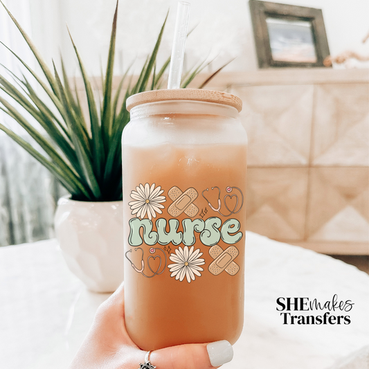 Flowers and nurse supplies cup decal