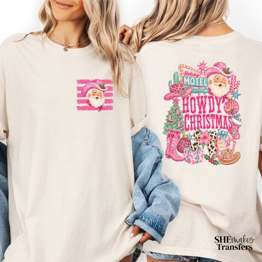 Pink Howdy Christmas - Front and Back