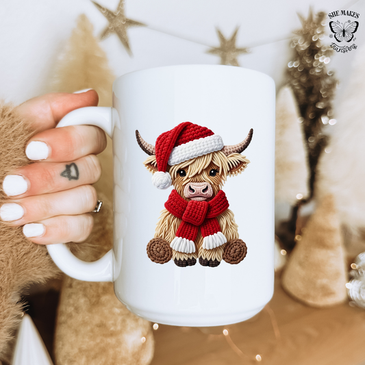 Crochet Yarn Highland Cow -  cup decal