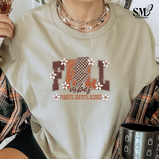 Fall Vibes Checkered Lightning Bolt